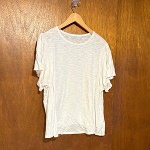 Old Navy White Top with Ruched Sleeve